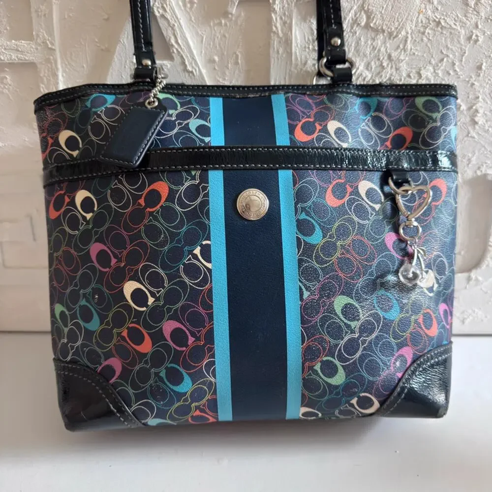 Coach Purse Chelsea Heritage Signature C Colorful Tote F15139